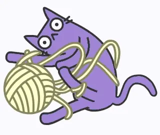 Cat getting tangled up in yarn